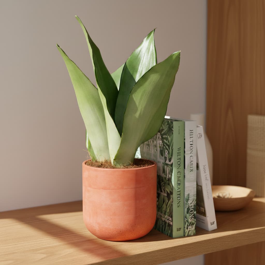 Sansevieria Moonshine - srebrzyste liście, pionowy pokrój
